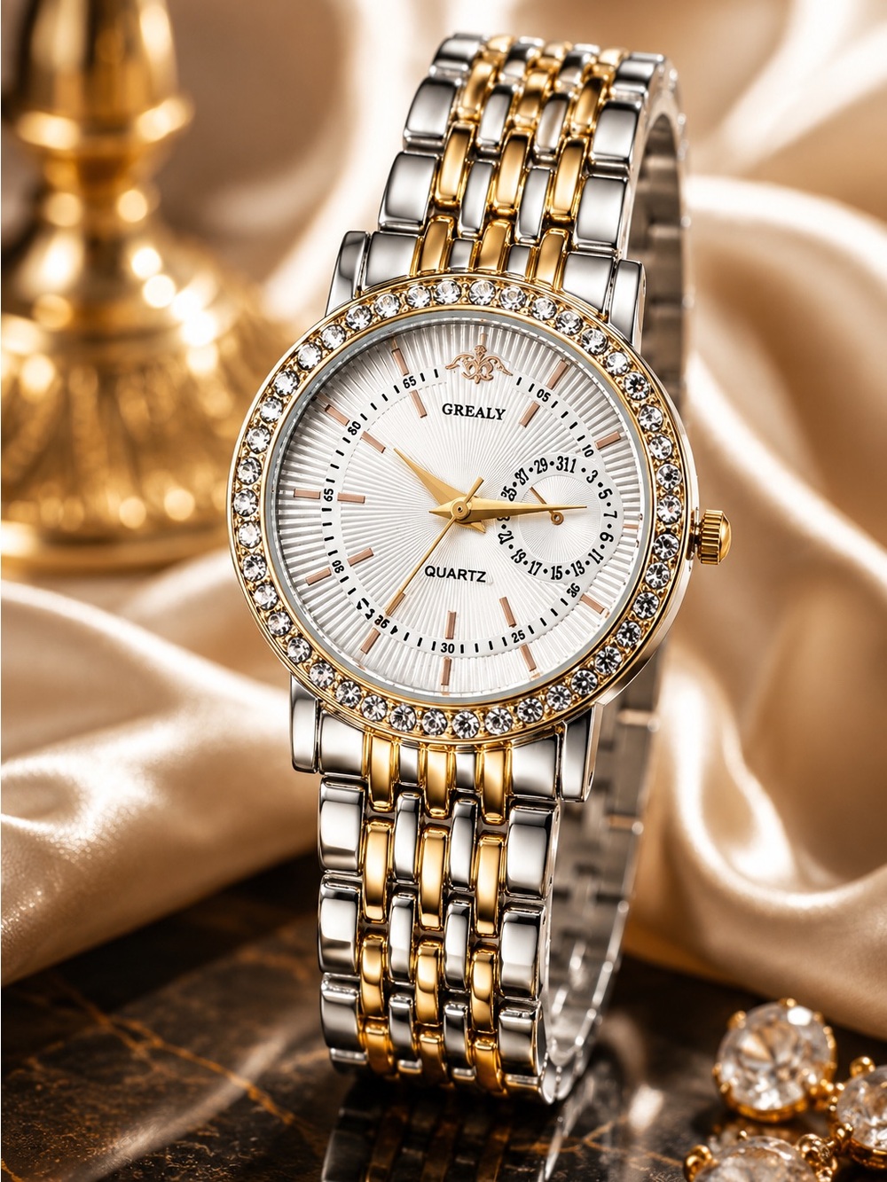 Women's Two-Tone Gold & Silver tone Crystal Accent Bracelet Watch